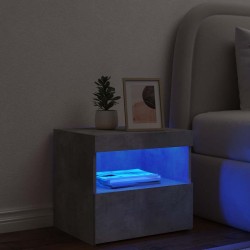 Table de chevet avec lumières LED gris béton 50x40x45 cm 626656626656