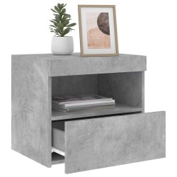 Table de chevet avec lumières LED gris béton 50x40x45 cm 626656626656
