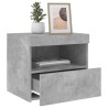 Table de chevet avec lumières LED gris béton 50x40x45 cm 626656626656