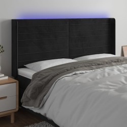 Tête de lit à LED Noir 203x16x118/128 cm Velours 626657626657