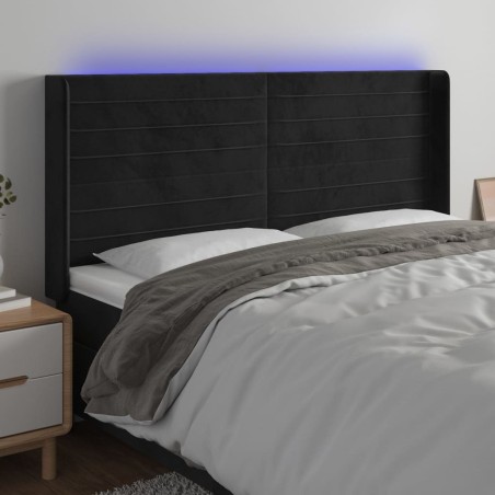 Tête de lit à LED Noir 203x16x118/128 cm Velours 626657626657