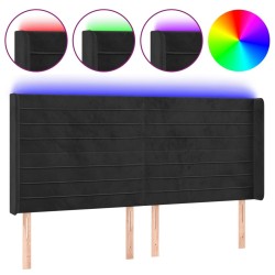 Tête de lit à LED Noir 203x16x118/128 cm Velours 626657626657