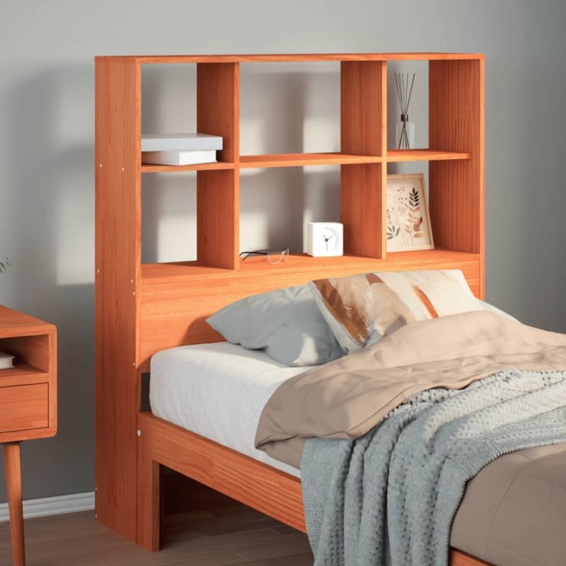 Tête de lit avec rangement cire marron 100cm bois massif de pin 626660626660