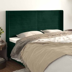 Tête de lit avec oreilles Vert foncé 203x16x118/128 cm Velours 626662626662
