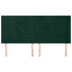 Tête de lit avec oreilles Vert foncé 203x16x118/128 cm Velours 626662626662
