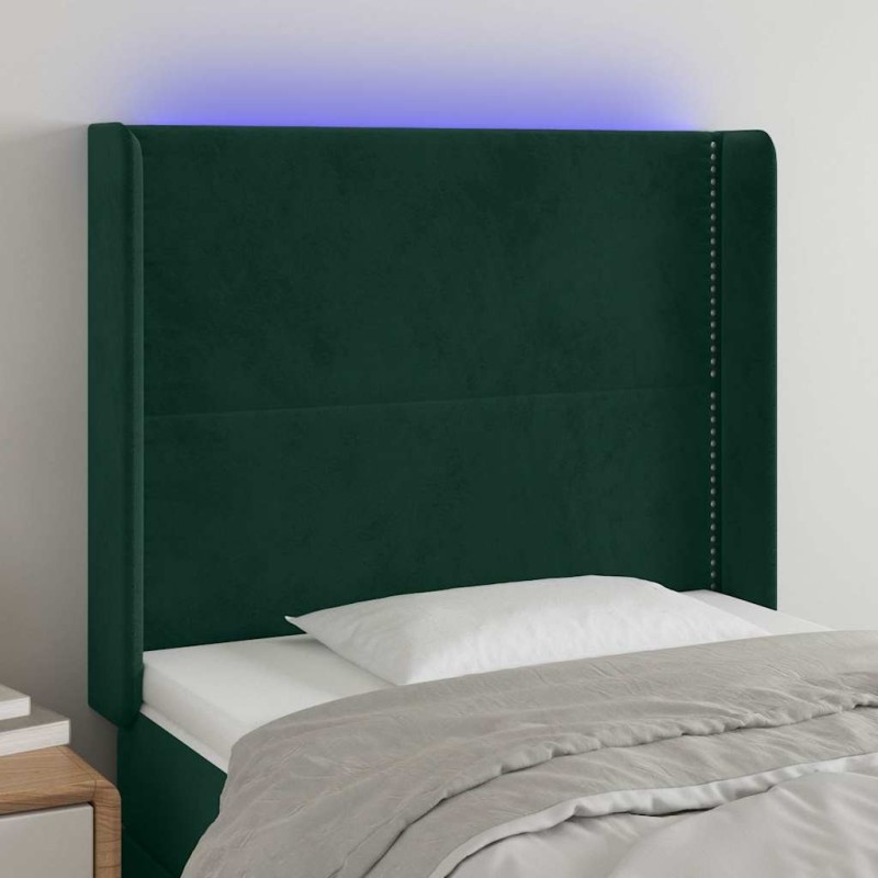 Tête de lit à LED Vert foncé 103x16x118/128 cm Velours 626671626671