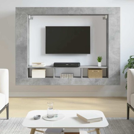 Meuble TV gris béton 152x22x113 cm bois d'ingénierie 626673626673