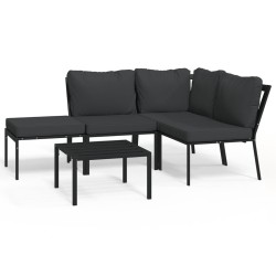 Salon de jardin 5 pcs avec coussins gris acier 626678626678