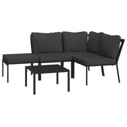 Salon de jardin 5 pcs avec coussins gris acier 626678626678
