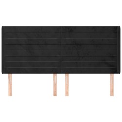 Tête de lit avec oreilles Noir 203x16x118/128 cm Velours 626691626691