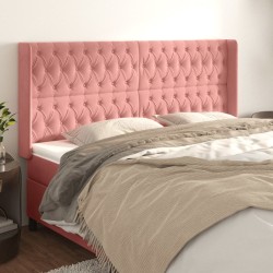 Tête de lit avec oreilles Rose 203x16x118/128 cm Velours 626709626709
