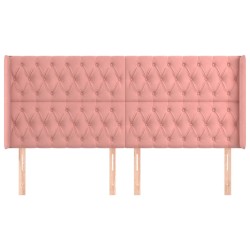 Tête de lit avec oreilles Rose 203x16x118/128 cm Velours 626709626709