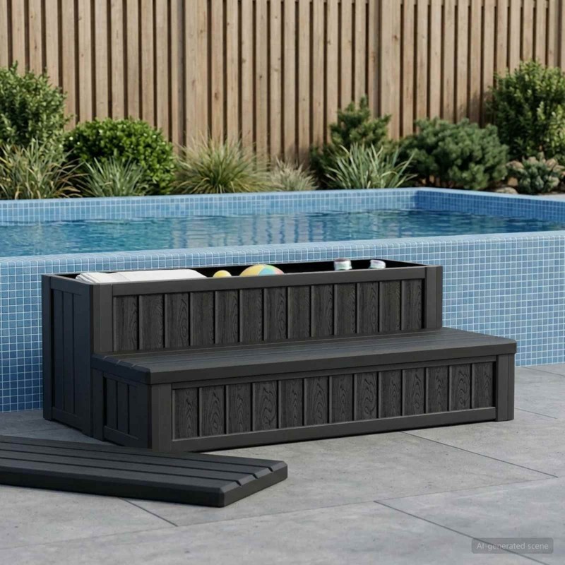 Marchepied de bain à remous avec rangement 2 étapes Noir PP 626713626713