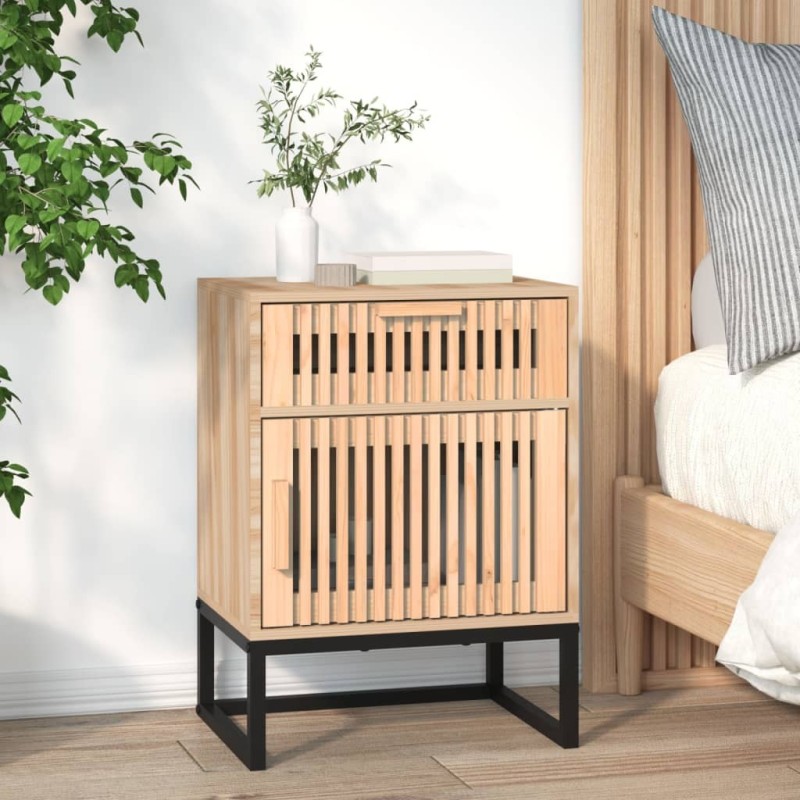 Table de chevet 40x30x55,5 cm bois d’ingénierie et fer 626716626716