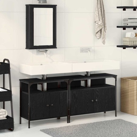 Meubles de salle de bain 3 pcs Noir Bois d'ingénierie 626717626717