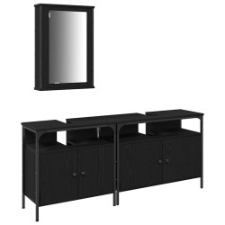 Meubles de salle de bain 3 pcs Noir Bois d'ingénierie 626717626717