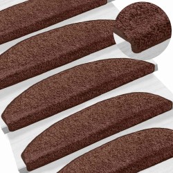 Tapis d'escalier auto-adhésifs 15 pcs Marron 80 x 24,5 x 3,5 cm 626718626718