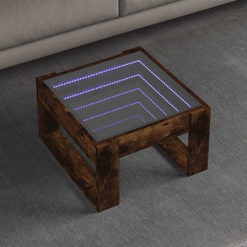 Table basse avec LED infini chêne fumé 50x53x30 cm 626721626721