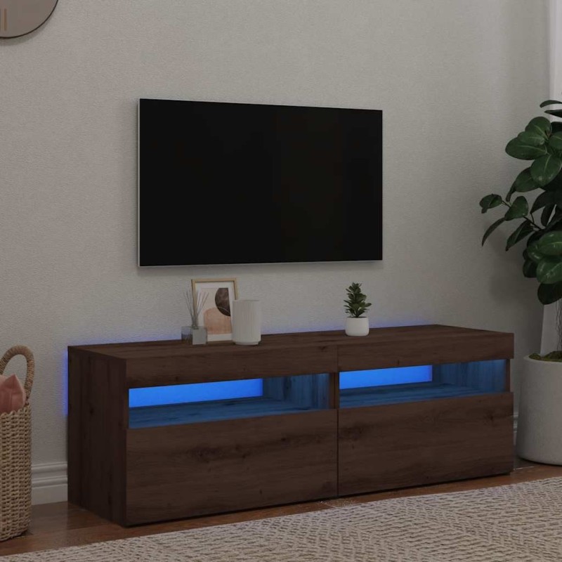 Meubles TV avec lumières LED 2 pcs chêne artisanal 626724626724