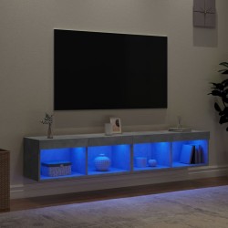 Meubles TV avec lumières LED 2 pcs gris béton 80x30x30 cm 626725626725