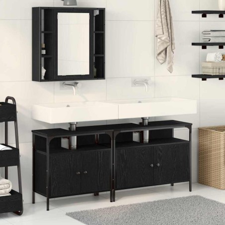 Meubles de salle de bain 3 pcs Noir Bois d'ingénierie 626726626726