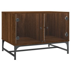 Table basse avec portes en verre chêne marron 68,5x50x50 cm 626740626740