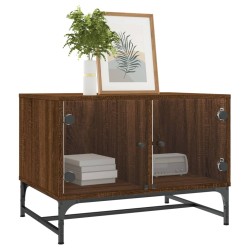 Table basse avec portes en verre chêne marron 68,5x50x50 cm 626740626740