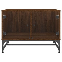 Table basse avec portes en verre chêne marron 68,5x50x50 cm 626740626740