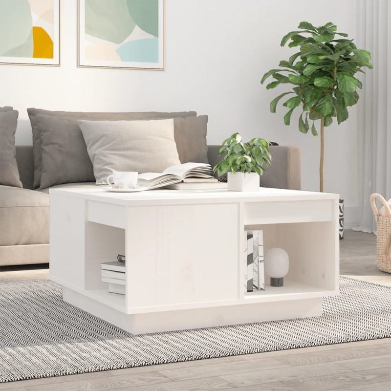 Table basse Blanc 60x61x32,5 cm Bois massif de pin 626744626744