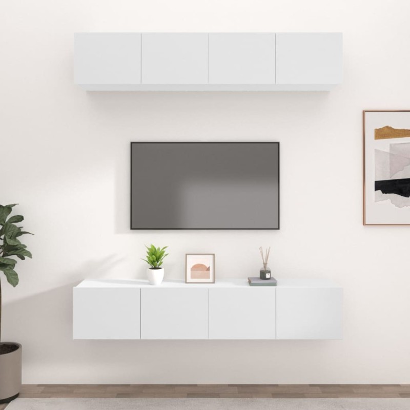 Meubles TV 4 pcs blanc 80x30x30 cm bois d'ingénierie 626745626745