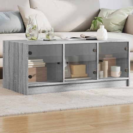 Table basse avec portes en verre sonoma gris 102x50x42 cm 626746626746