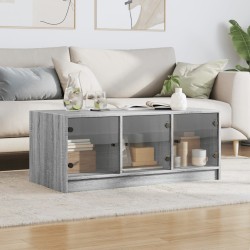 Table basse avec portes en verre sonoma gris 102x50x42 cm 626746626746