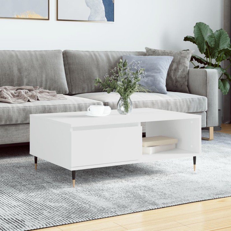 Table basse blanc 90x60x35 cm bois d'ingénierie 626749626749