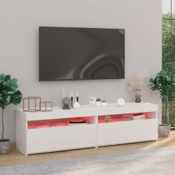 Meubles TV 2 pcs avec lumières LED Blanc 75x35x40 cm 626750626750