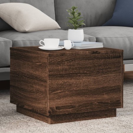 Table basse avec lumières LED chêne marron 50x50x40 cm 626752626752