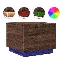 Table basse avec lumières LED chêne marron 50x50x40 cm 626752626752