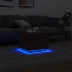 Table basse avec lumières LED chêne marron 50x50x40 cm 626752626752