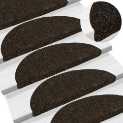 Tapis d'escalier auto-adhésifs 5 pièces 56 x 17 x 3 cm Marron foncé Demi-rond 626753626753