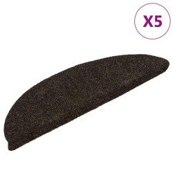 Tapis d'escalier auto-adhésifs 5 pièces 56 x 17 x 3 cm Marron foncé Demi-rond 626753626753