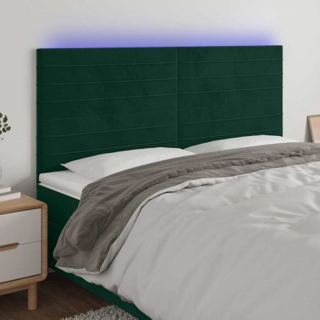 Tête de lit à LED Vert foncé 200x5x118/128 cm Velours 626757626757