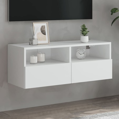 Meuble TV mural blanc 80x30x30 cm bois d'ingénierie 626768626768