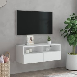 Meuble TV mural blanc 80x30x30 cm bois d'ingénierie 626768626768