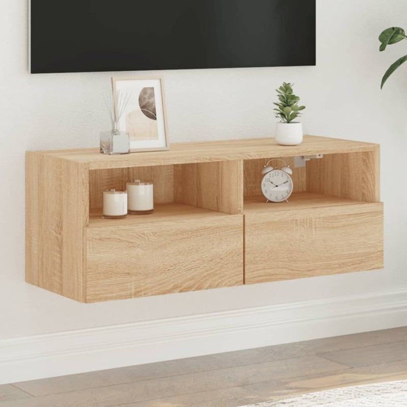 Meuble TV mural chêne sonoma 80x30x30 cm bois d'ingénierie 626771626771