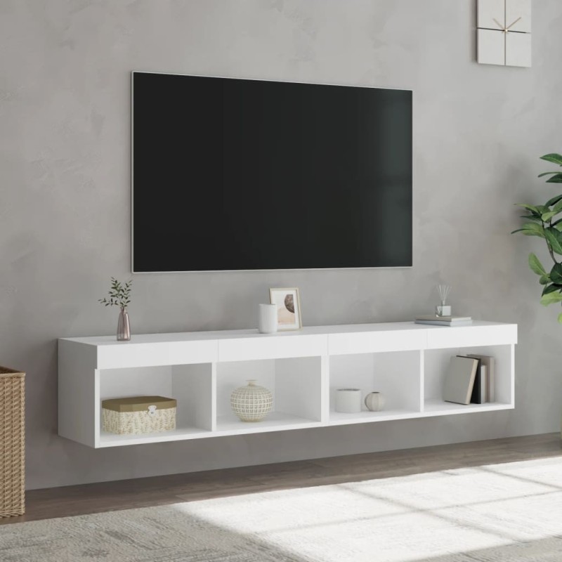 Meubles TV avec lumières LED 2 pcs blanc 80x30x30 cm 626775626775