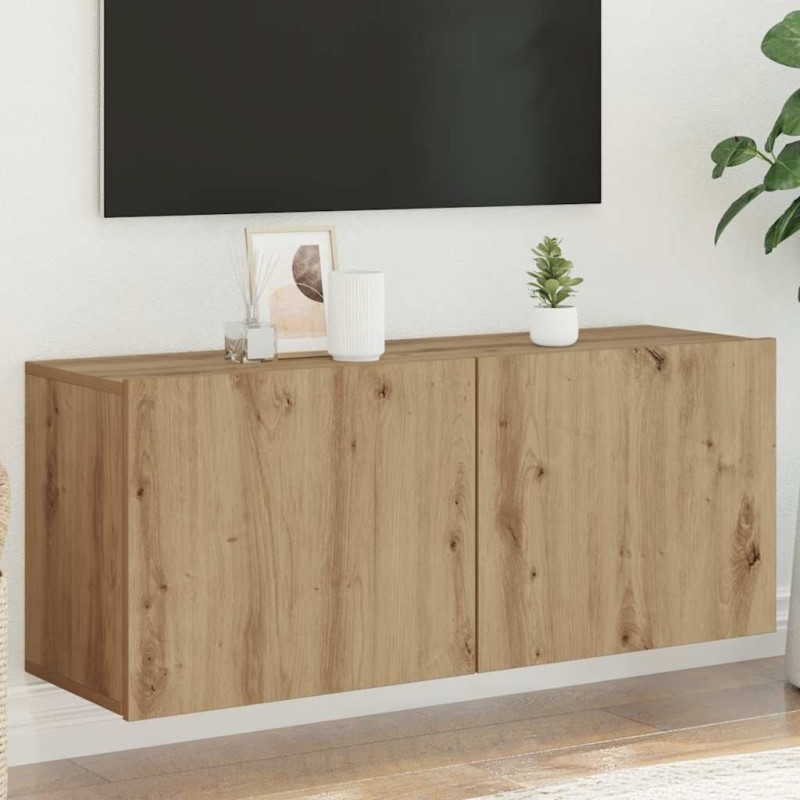 Meuble TV mural chêne artisanal 100x30x41 cm 626787626787