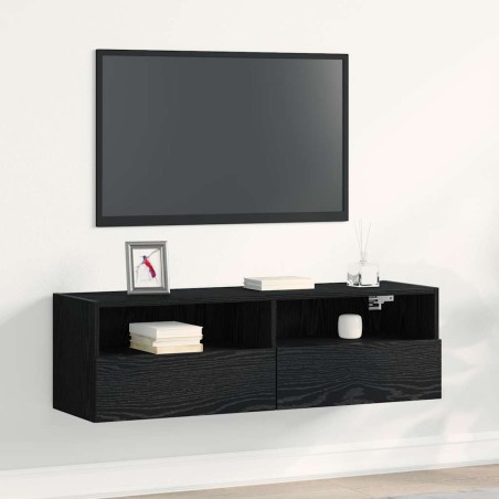 Meuble TV mural Chêne noir 100 x 30 x 30 cm Bois d'ingénierie 626788626788