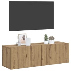 Meuble TV mural chêne artisanal 80x30x30 cm bois d'ingénierie 626796626796