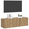 Meuble TV mural chêne artisanal 80x30x30 cm bois d'ingénierie 626796626796