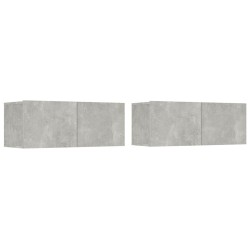 Meubles TV 2 pcs gris béton 80x30x30 cm bois d'ingénierie 626807626807