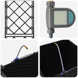 Porte-plante de jardin avec irrigation et roues Noir PP 626809626809